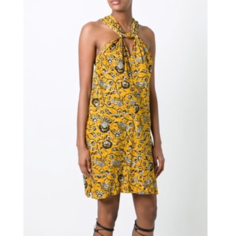 Isabel Marant Etoile Aba Yellow Twist Front Dress